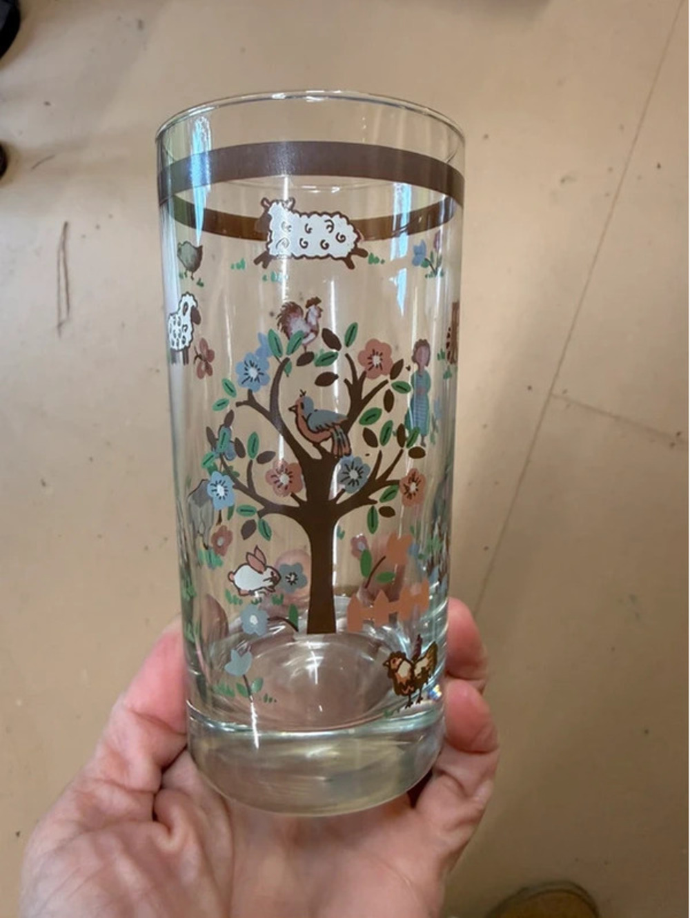 vintage Heartland Village farm animal glass tumbler